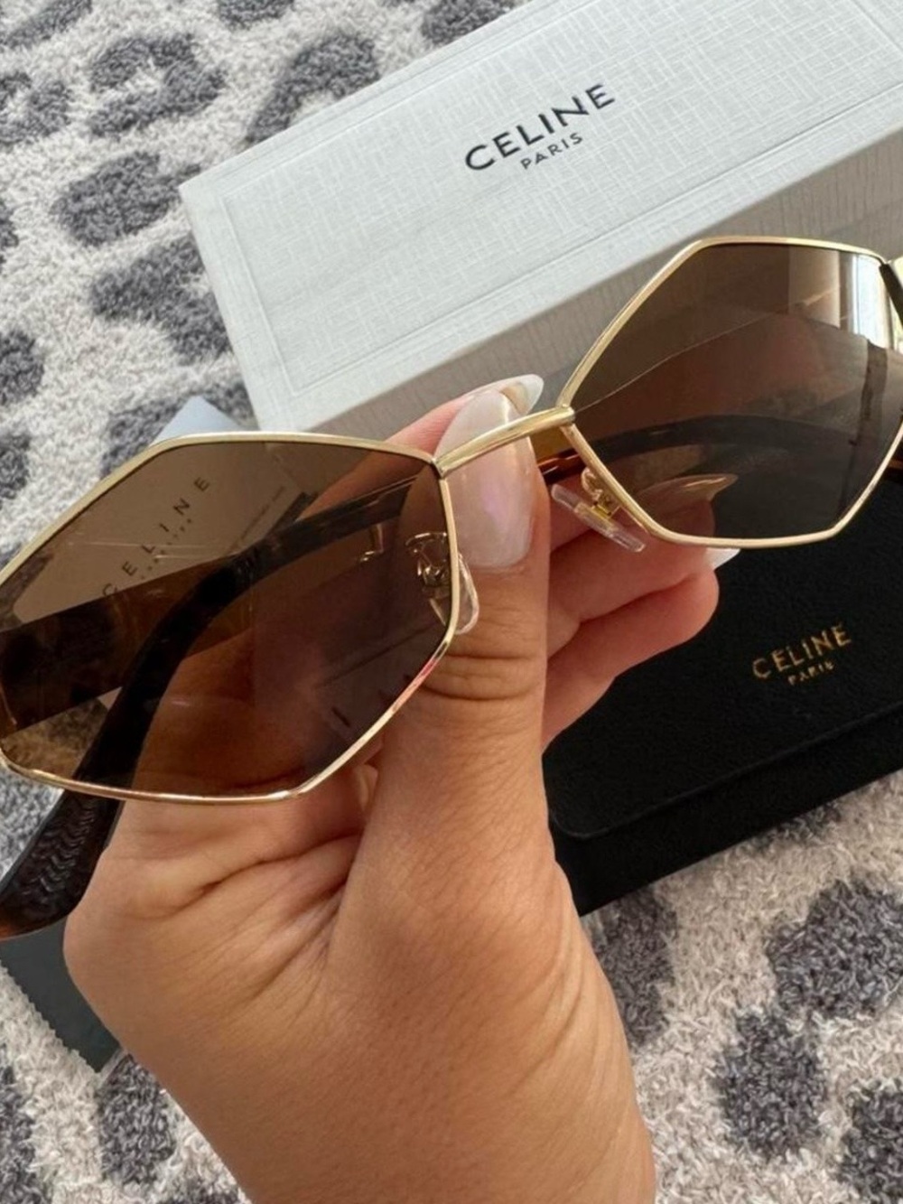 Fashion Celine Gold Frame Brown Lens Women Sunglasses